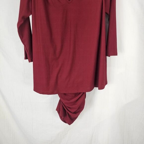 Nwt Last Tango Long Sleeve Miracle Dress Deep Red Women's Size Small Ribbed Body - Picture 2 of 5